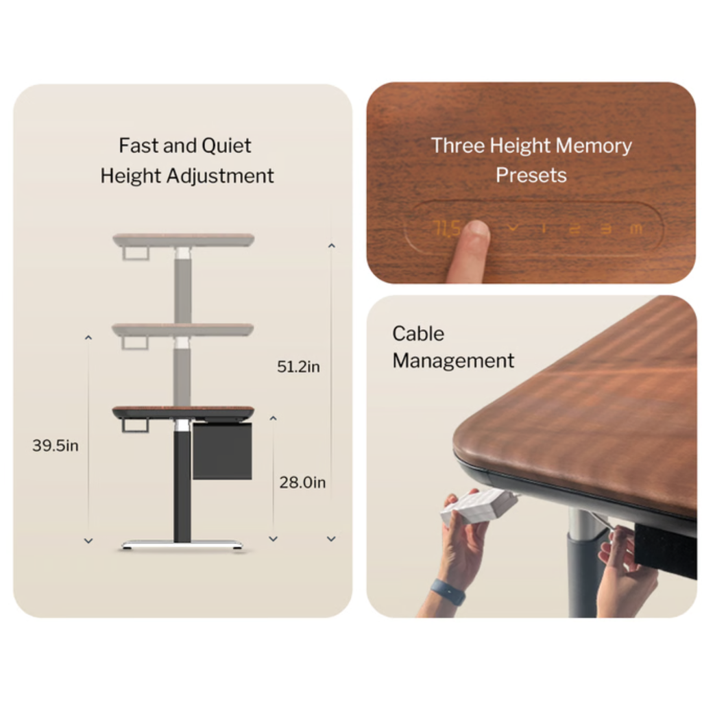Vallon Christmas SmartLift Desk | Integrated Charging & Storage